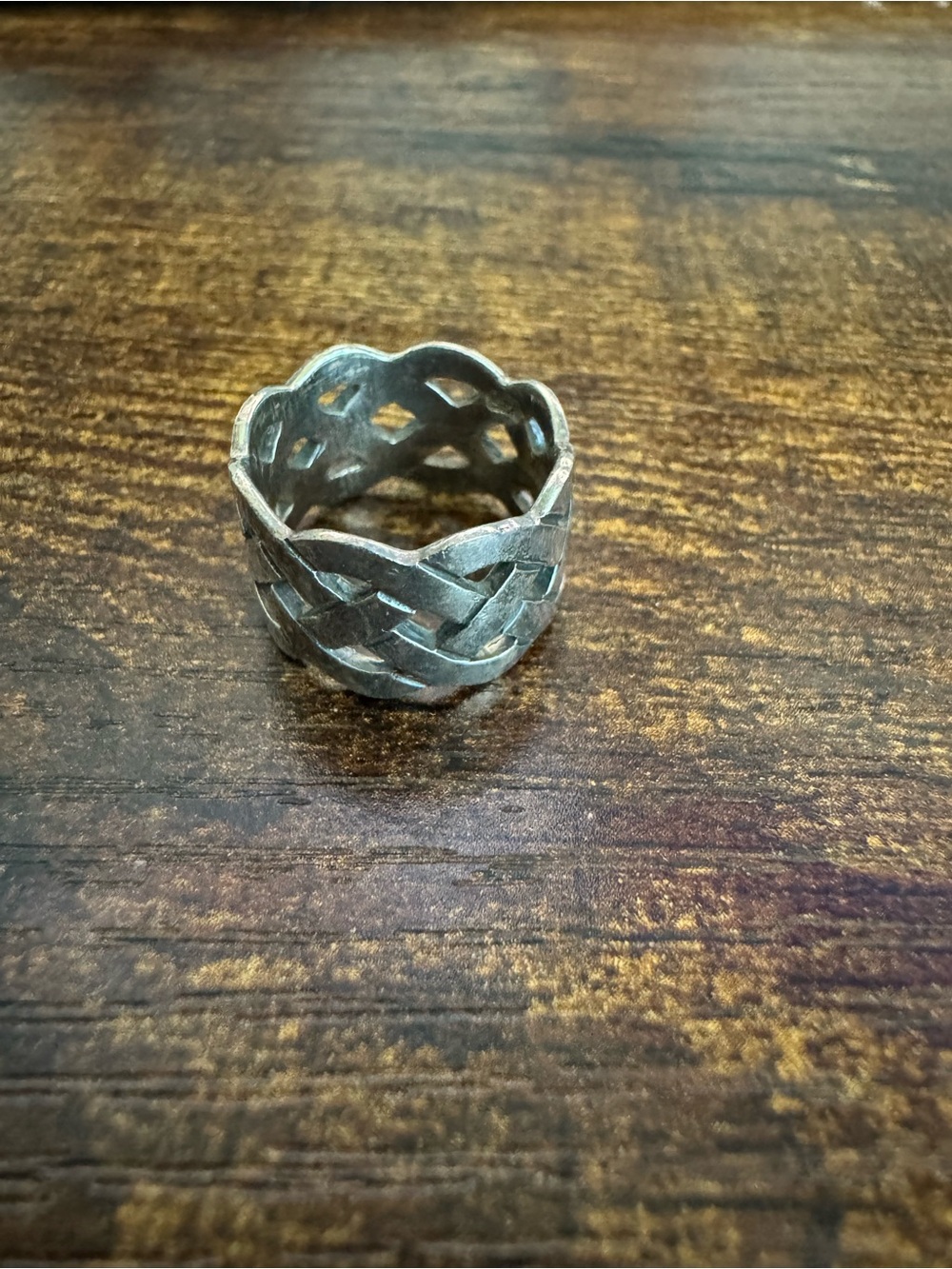 Silver-Tone Braided Cutout Wide Band Ring - Silver image 2